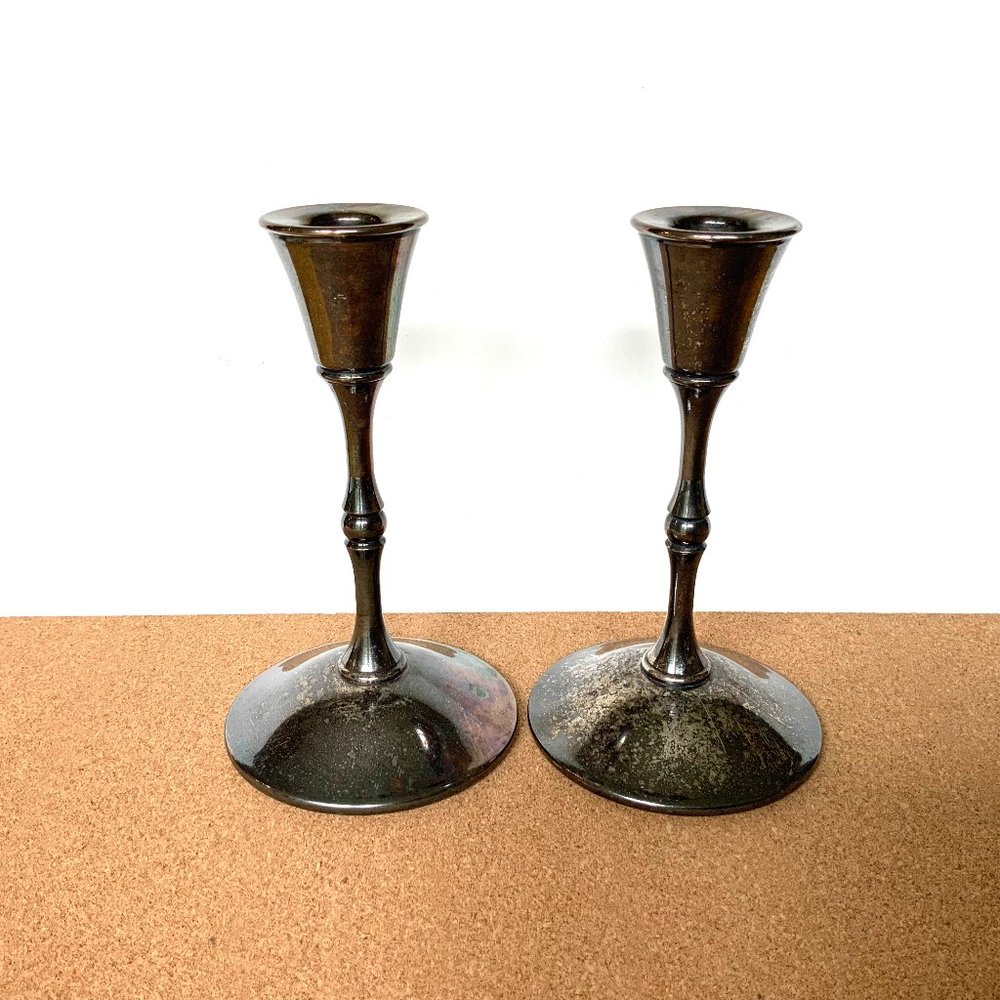 Vintage Valero Spain Pair Of Silver Plated Candle Sticks - Picture 1 of 16